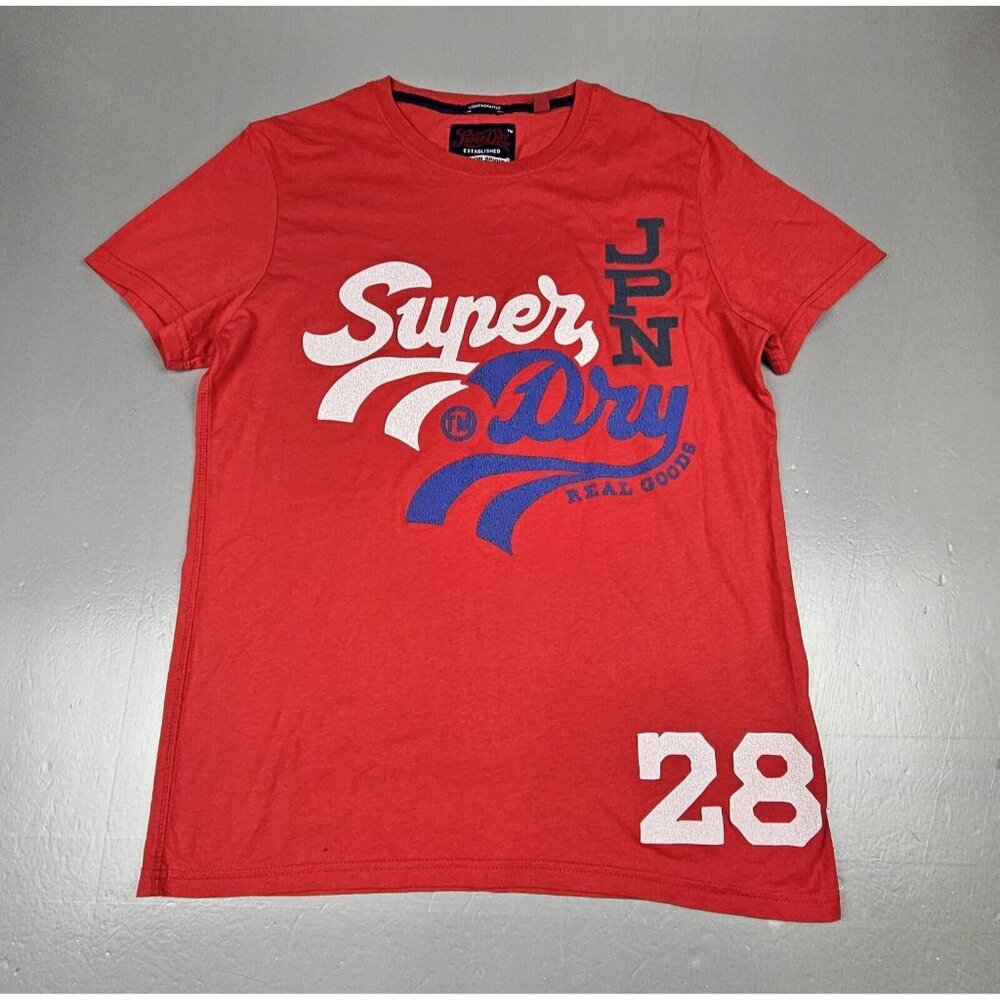 Superdry T-Shirt Mens XL. Red & Blue Graphic Logo Short‎ Sleeve. NWOT
